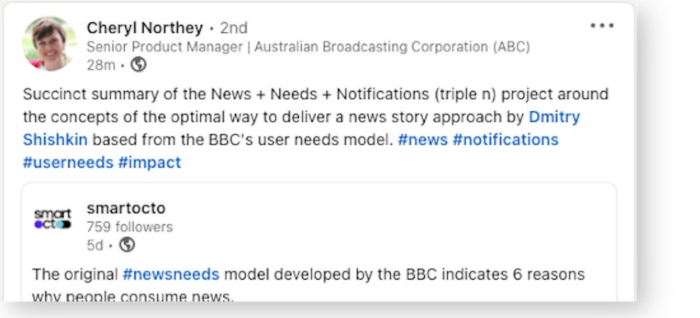 Cheryl Northey: Succinct summary of the News, Needs, Notifications project