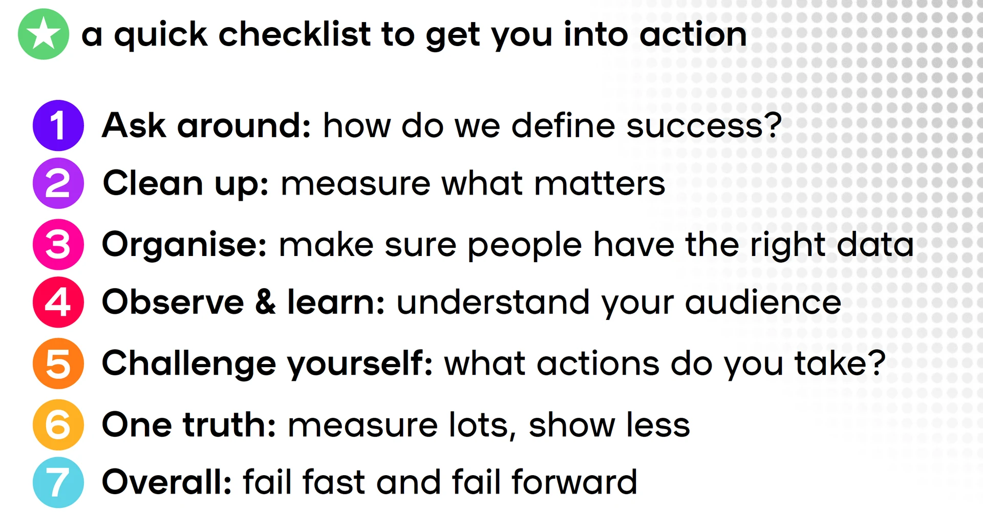 Actionability checklist