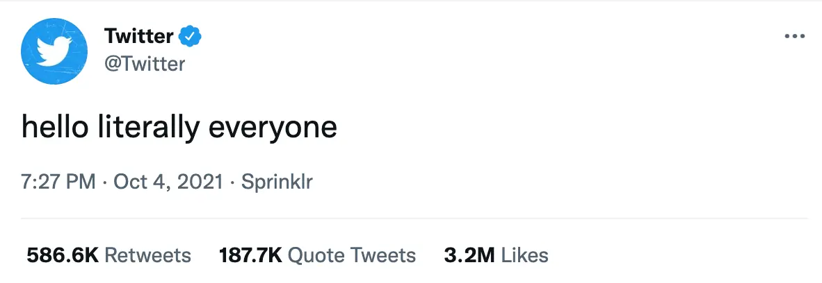 Twitter: Hello, literally everyone